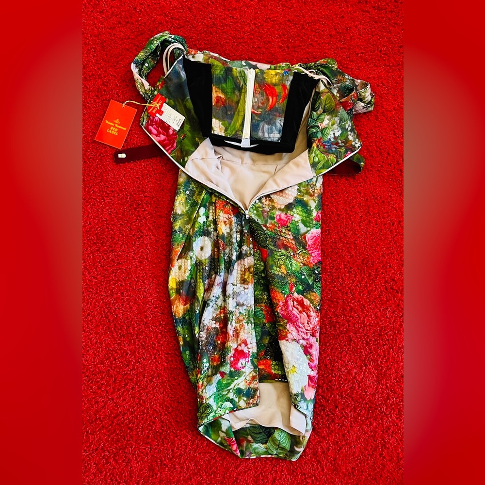 Vivienne Westwood SS14 floral chiffon printed sequined Corset Dress NWT IT 40 - Picture 12 of 17